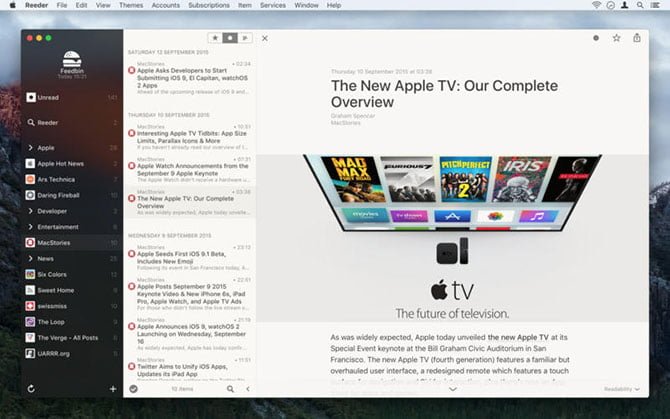 صورة لـ أفضل تطبيقات macOs لتثبيتها على الـ MacBook أو الـ iMac | reeder3-min-DzTechs