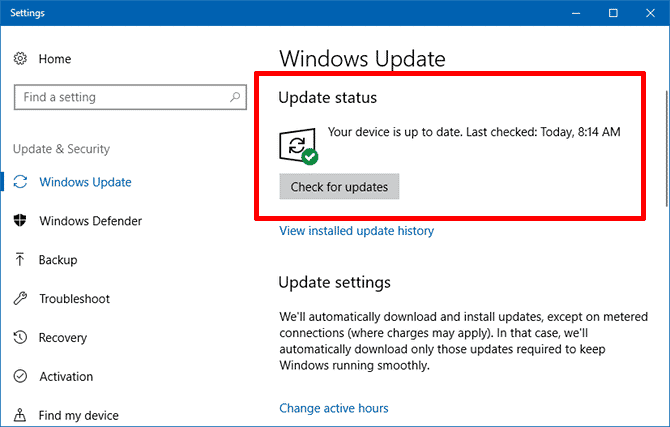 صورة لـ كيفية تشغيل أو إصلاح Bluetooth على Windows10 ؟ حل جميع المشاكل | windows-10-windows-update-670x427-DzTechs