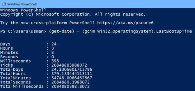 صورة لـ Unattached Image | Get-Uptime-in-PowerShell-670x314-min-DzTechs