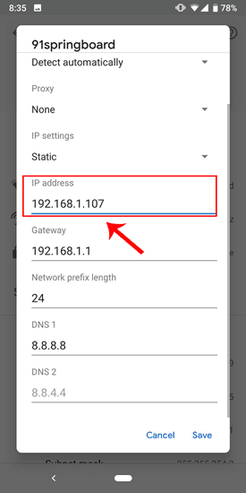 صورة لـ كيفية فصل الأشخاص من شبكة WiFi الخاص بك | Manual_IP_Android-min-DzTechs