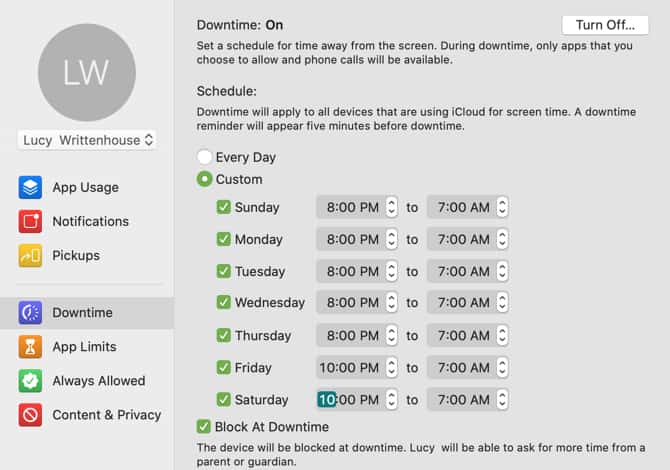 صورة لـ تقييد المحتوى وتعيين حدود لأطفالك مع مُدة استخدام الجهاز على Mac | ScreenTimeDowntimeMac-min-DzTechs