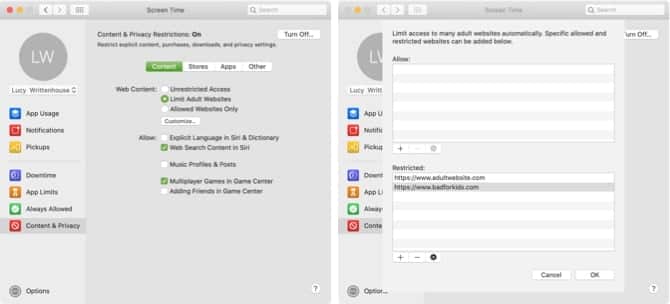 صورة لـ تقييد المحتوى وتعيين حدود لأطفالك مع مُدة استخدام الجهاز على Mac | ScreenTimeRestrictContentMac-min-DzTechs