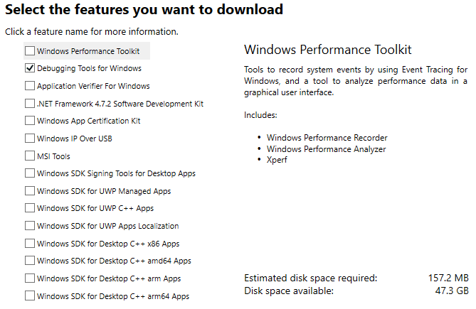 صورة لـ كيفية حل أخطاء شاشة الموت الزرقاء باستخدام WinDbg و BlueScreenView | bsod-windows-sdk-setup-options-min-DzTechs