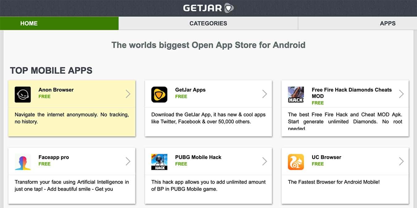 صورة لـ أفضل البدائل لـ Google Play Store يمكنك تثبيتها على Android TV | play-store-alternatives-android-tv-getjar-min-DzTechs