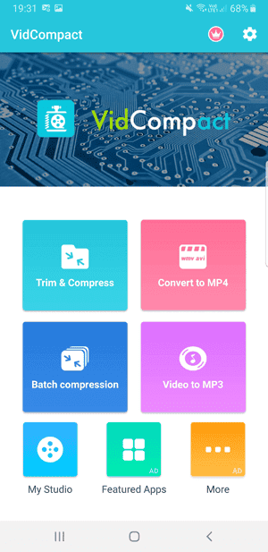 صورة لـ أفضل تطبيقات تحويل الفيديو المجانية لـ Android التي لا تملؤها الإعلانات | vidcompact-1-min-DzTechs