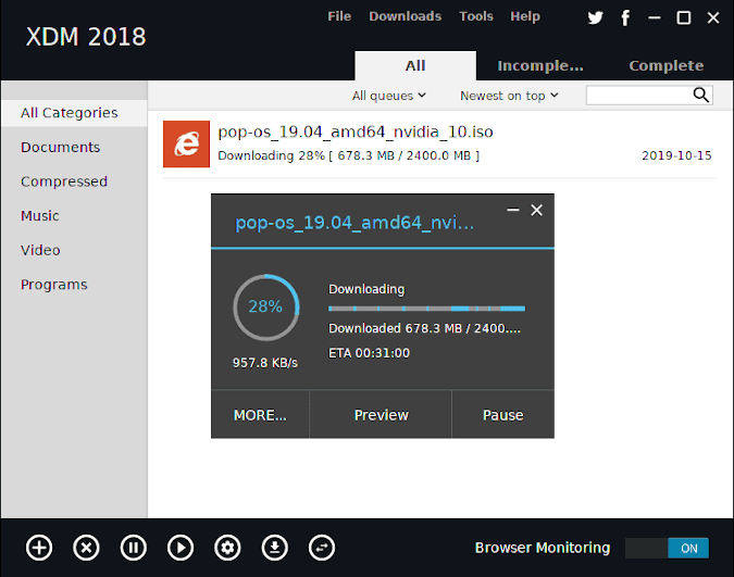 صورة لـ أفضل برامج إدارة التنزيل لنظام التشغيل Linux | xtreme-download-manager-min-DzTechs