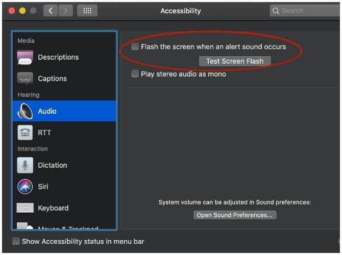 صورة لـ ميزات macOS الأساسية للمستخدمين ذوي الإعاقات السمعية | Screen-Flash-Instructions-min-DzTechs
