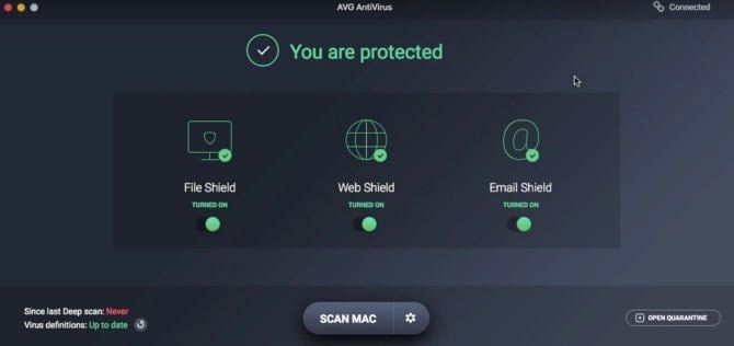 صورة لـ أفضل تطبيقات مكافحة الفيروسات المجانية لنظام التشغيل Mac التي تحميك حقًا | avg-mac-antivirus-min-DzTechs