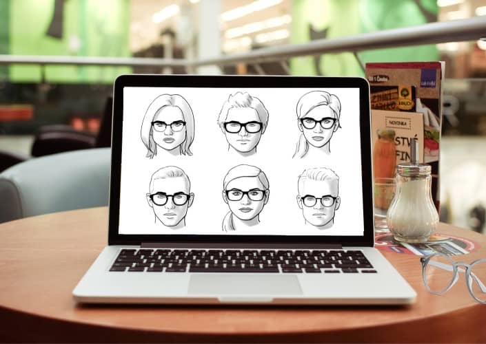 صورة لـ جرب النظارات على صورتك على الإنترنت لإيجاد الإطارات المثالية | face-shape-guide-main-faces-glasses-min-DzTechs