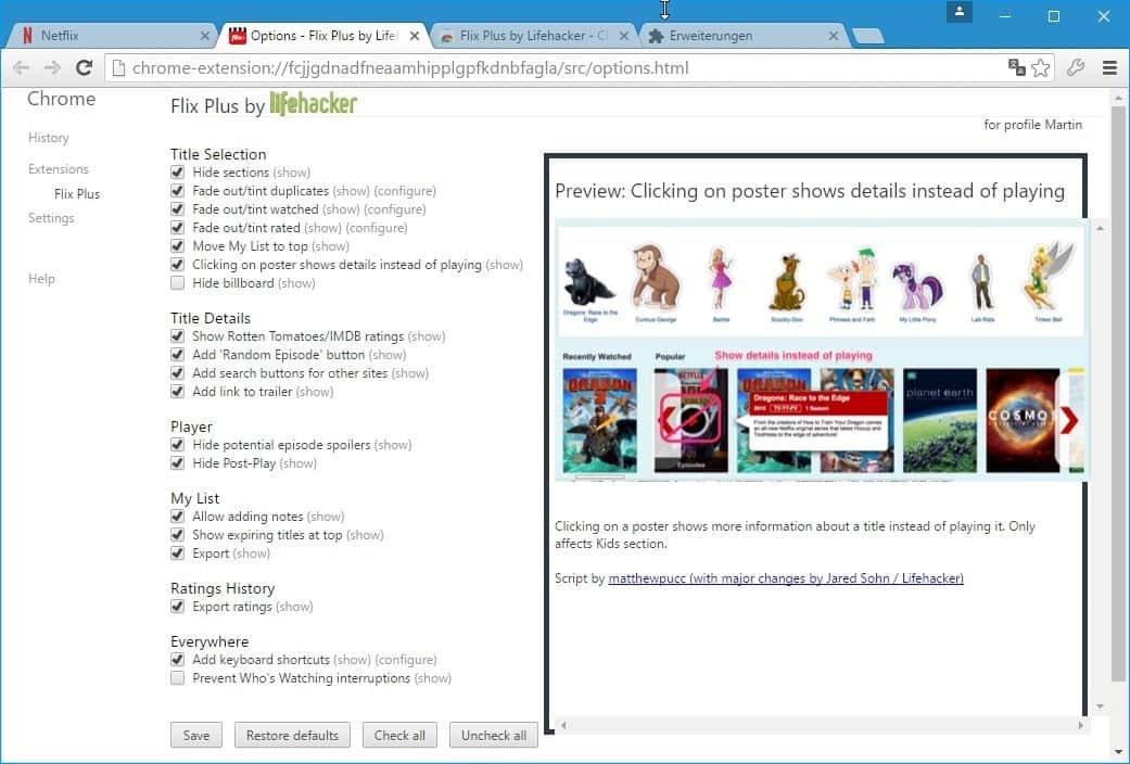 صورة لـ أفضل إضافات Google Chrome التي ستجدها لتخصيص تجربتك على هذا المتصفح | flix-plus-netflix-chrome-min-DzTechs