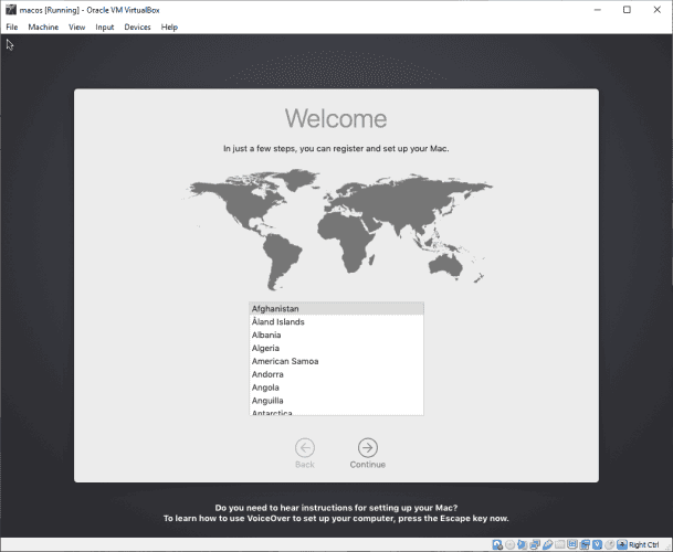 صورة لـ نصائح لتحسين وتسريع أداء الجهاز الافتراضي الخاص بك | macos-virtual-machine-virtualbox-welcome-screen-min-DzTechs