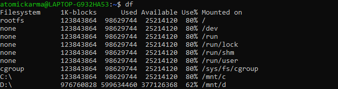 صورة لـ 10 من أوامر df على Linux مع بعض الأمثلة التوضيحية | muo-linux-df-command-df-min-DzTechs