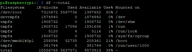 صورة لـ 10 من أوامر df على Linux مع بعض الأمثلة التوضيحية | muo-linux-df-command-total-min-DzTechs
