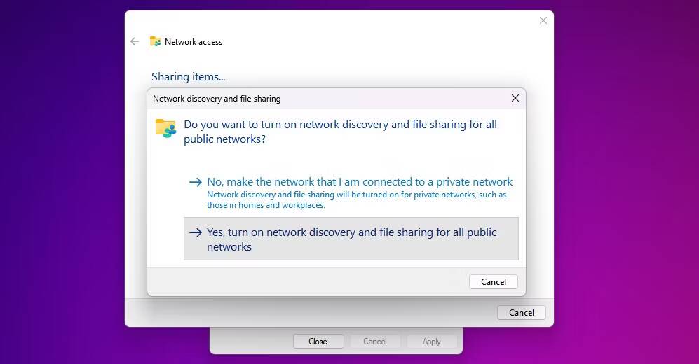 صورة لـ كيفية مشاركة الملفات بسهولة بين Mac و Windows | windows-11-prompting-to-turn-on-network-discovery-and-file-sharing