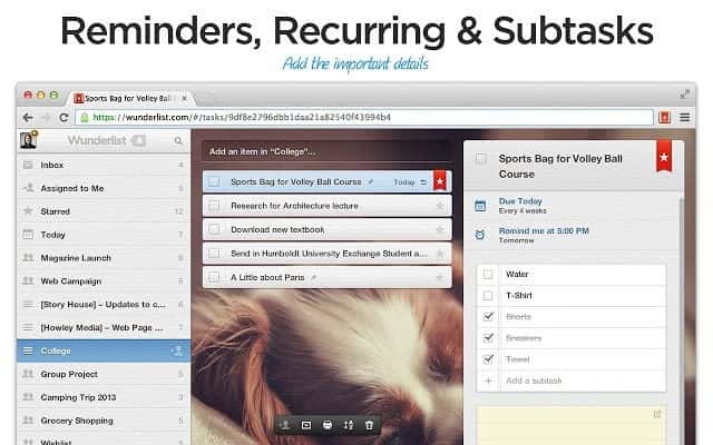 صورة لـ أفضل إضافات Google Chrome التي ستجدها لتخصيص تجربتك على هذا المتصفح | wunderlist-min-DzTechs