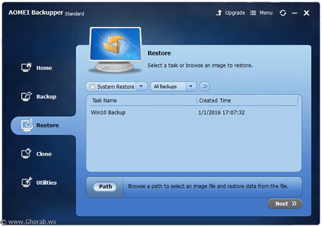 صورة لـ برنامج AOMEI Backupper Standard أفضل برامج النسخ الاحتياطي للنظام واستعادته | AOMEI-Backupper-Restore25255B225255D-DzTechs