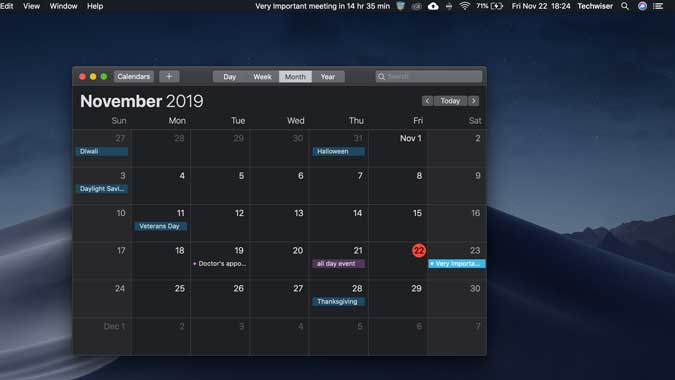 صورة لـ أفضل تطبيقات التقويم على الـ Mac والتي يُمكنك الوصول إليها من شريط القائمة | Calendar-min-DzTechs