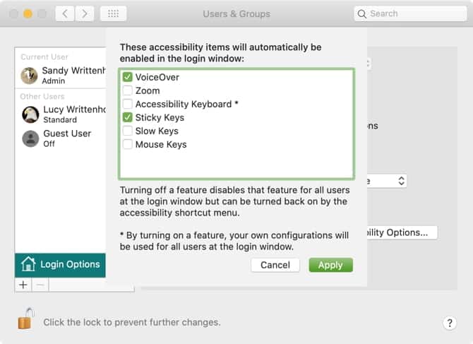 صورة لـ كيفية تخصيص شاشة تسجيل الدخول على الـ Mac الخاص بك | MacLoginScreenAccessibilityOptions-min-DzTechs