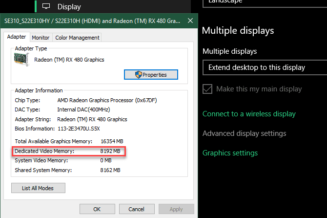 صورة لـ كيفية زيادة ذاكرة الفيديو المخصصة (VRAM) في Windows 10 | Windows_10_Video_RAM_Information-5Y0KlFfs-DzTechs