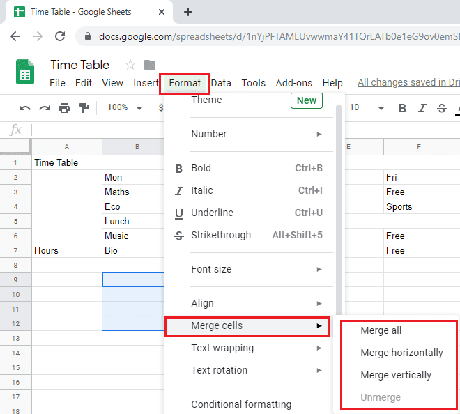 صورة لـ كيفية دمج الخلايا في “جداول بيانات Google” مع كيفية إنشاء جدول في WordPress | ddd-min-DzTechs