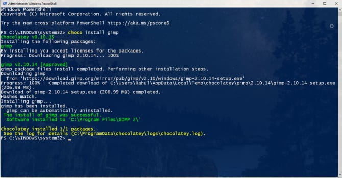 صورة لـ أسرع طريقة لتثبيت تطبقات Windows: باستخدام موجه الأوامر | installing_gimp_through_chocolatey-2Az6vGfs-DzTechs