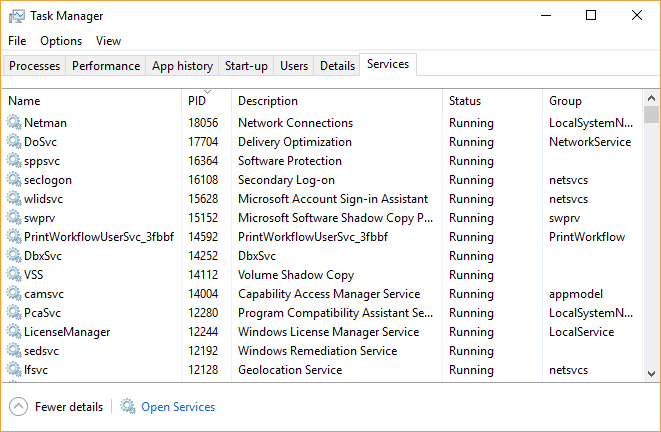 صورة لـ من الذي يستخدم النطاق الترددي الخاص بي؟ نصائح لمراقبة استخدام الشبكة المنزلية | windows_10_task_manager_services_pid-mgsPnFfs-DzTechs