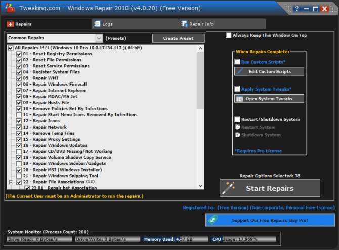 صورة لـ أفضل البرامج المجانية لإصلاح Windows 10 للتخلص من أي مشكلة تواجهك | windows_repair_all_in_one_2018_tool-q35AiFfs-DzTechs