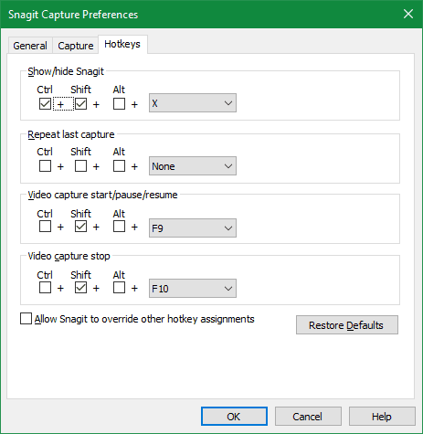 صورة لـ كيفية الحصول على لقطة شاشة على نظام Windows بدون زر Print Screen | Snagit_Hotkey_Preferences-piFyvHfs-DzTechs