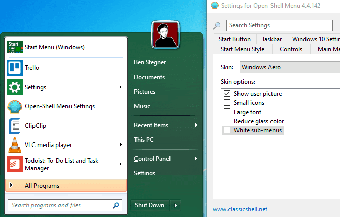 صورة لـ كيفية جعل Windows 10 يبدو وكأنه Windows 7 أو Windows XP أو حتى Windows 8 | Windows_7_Start_Menu_Open_Shell-dYBJsHfs-DzTechs