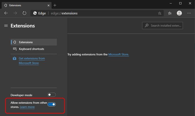 صورة لـ 25+ من أفضل إضافات Microsoft Edge المستوحاة من Chrome | allow-extensions-from-chrome-store-DzTechs
