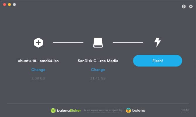 صورة لـ كيفية تثبيت Linux على الـ Mac الخاص بك أو إستخدام التمهيد المزدوج | balenaEtcher_window_ready_to_create_an_Ubuntu_USB_installer-39p4KFfs-DzTechs