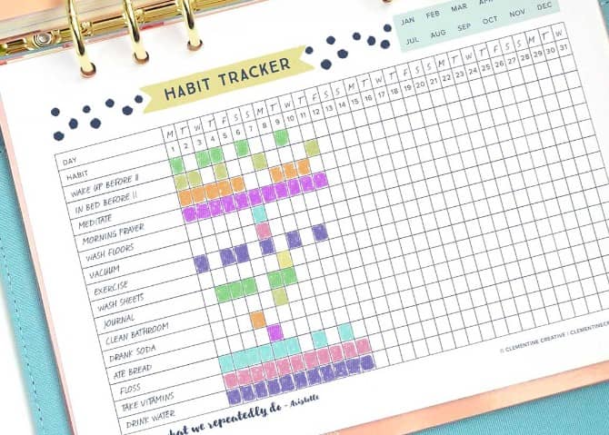 صورة لـ أفضل القوالب المجانية القابلة للطباعة لتتبع أو تغيير العادات | printable_habit_tracker_planner_ebook_clementine_creative-pZDsLFfs-DzTechs
