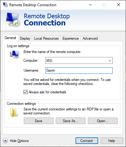 صورة لـ نصائح لإصلاح مشكلات الاتصال بسطح المكتب البعيد ومشاركة الشاشة | remote_desktop_connection_user_name-KswVKHfs-DzTechs
