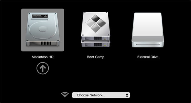 صورة لـ كيفية حذف (أو استعادة) قسم الاسترداد الخاص بـ Mac | Boot_options_for_Mac_showing_External_Drive-fyh4XHfs-DzTechs