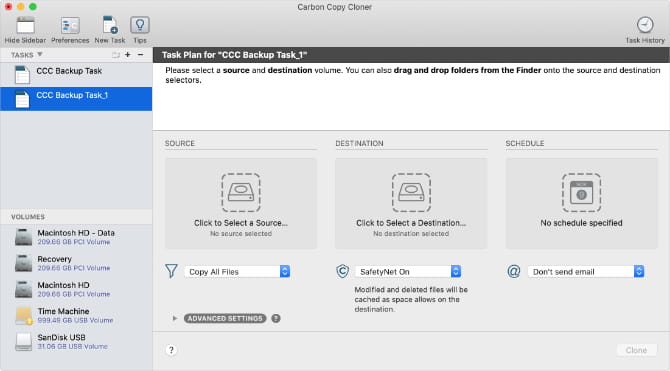 صورة لـ كيفية حذف (أو استعادة) قسم الاسترداد الخاص بـ Mac | Carbon_Copy_Cloner_main_window-07h4XHfs-DzTechs