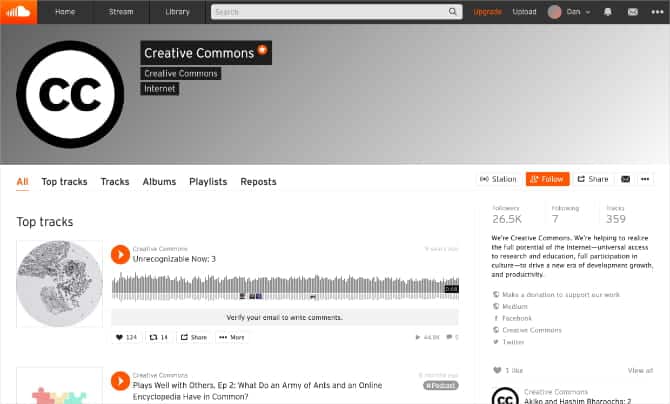 صورة لـ أفضل مواقع الويب للحصول على الموسيقى المجانية بترخيص المشاع الإبداعي | SoundCloud_showing_Free_CC_Music_Profil-B1AUtIfs-DzTechs