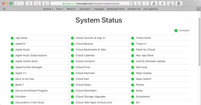صورة لـ كيفية إصلاح مشاكل Mac App Store الشائعة والأخطاء | apple_service_status_page-9WIRXHfs-DzTechs