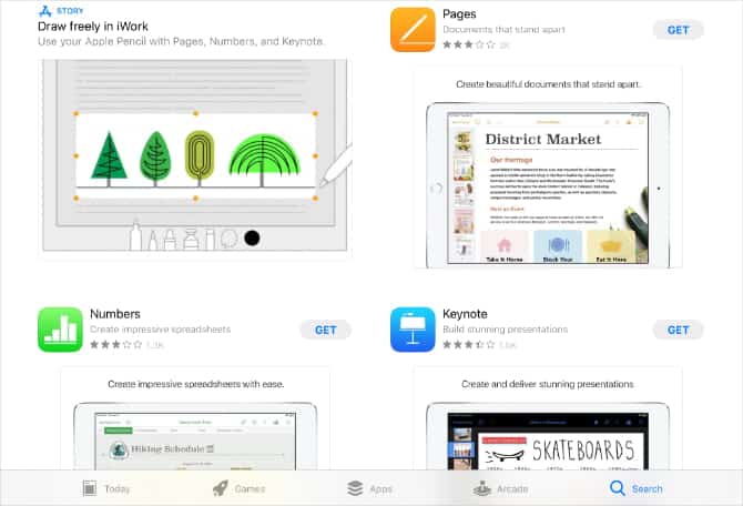 صورة لـ أسباب تجعلك تقوم باستخدام iWork بدلاً من Microsoft Office | iWork_apps_in_iPad_App_Store_showing_as_free-giXheMfs-DzTechs