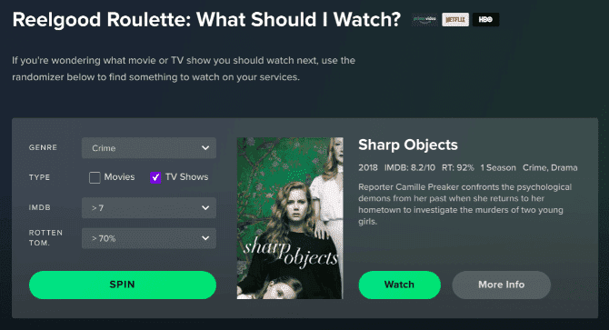 صورة لـ أفضل الطرق لمعرفة المسلسل التلفزيوني المثالي التالي لمشاهدته الليلة | tv_series_recommendation_reelgood_roulette-yPxByIfs-DzTechs