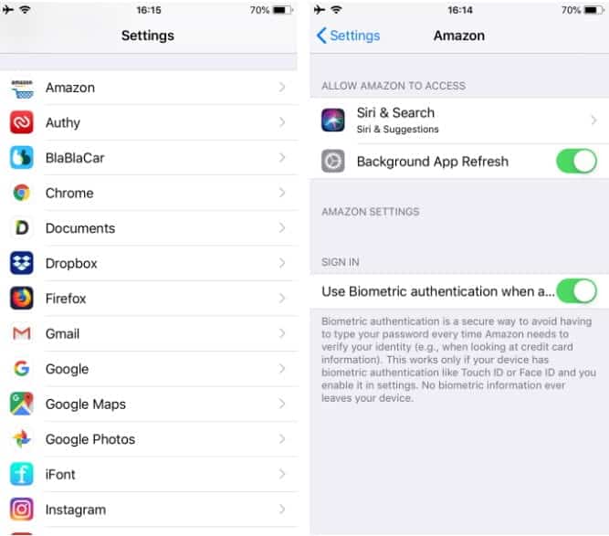 صورة لـ معظم تطبيقات الـ iPhone التي يمكنك قفلها بواسطة Touch ID أو Face ID | 8._Amazon-MnHxjJfs-DzTechs