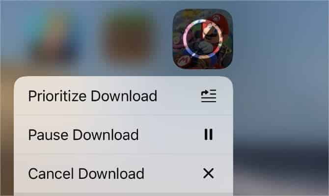 صورة لـ لم تتمكن من تنزيل التطبيقات على الـ iPhone الخاص بك؟ أفضل الحلول لتجربتها | Quick_Action_menu_for_downloading_app_with_pause_and_prioritize_options-rBSNZIfs-DzTechs