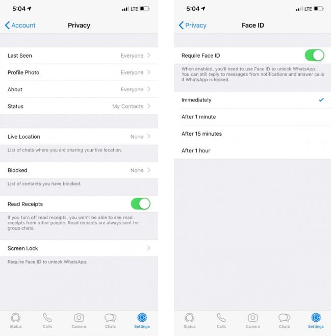 صورة لـ معظم تطبيقات الـ iPhone التي يمكنك قفلها بواسطة Touch ID أو Face ID | WhatsApp-IoHxjJfs-DzTechs