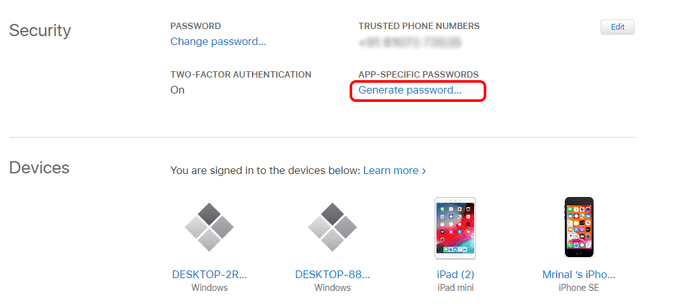صورة لـ كيفية مزامنة تقويم iCloud الخاص بك مع Windows 10 | generate_app_password-rFB80Jfs-DzTechs