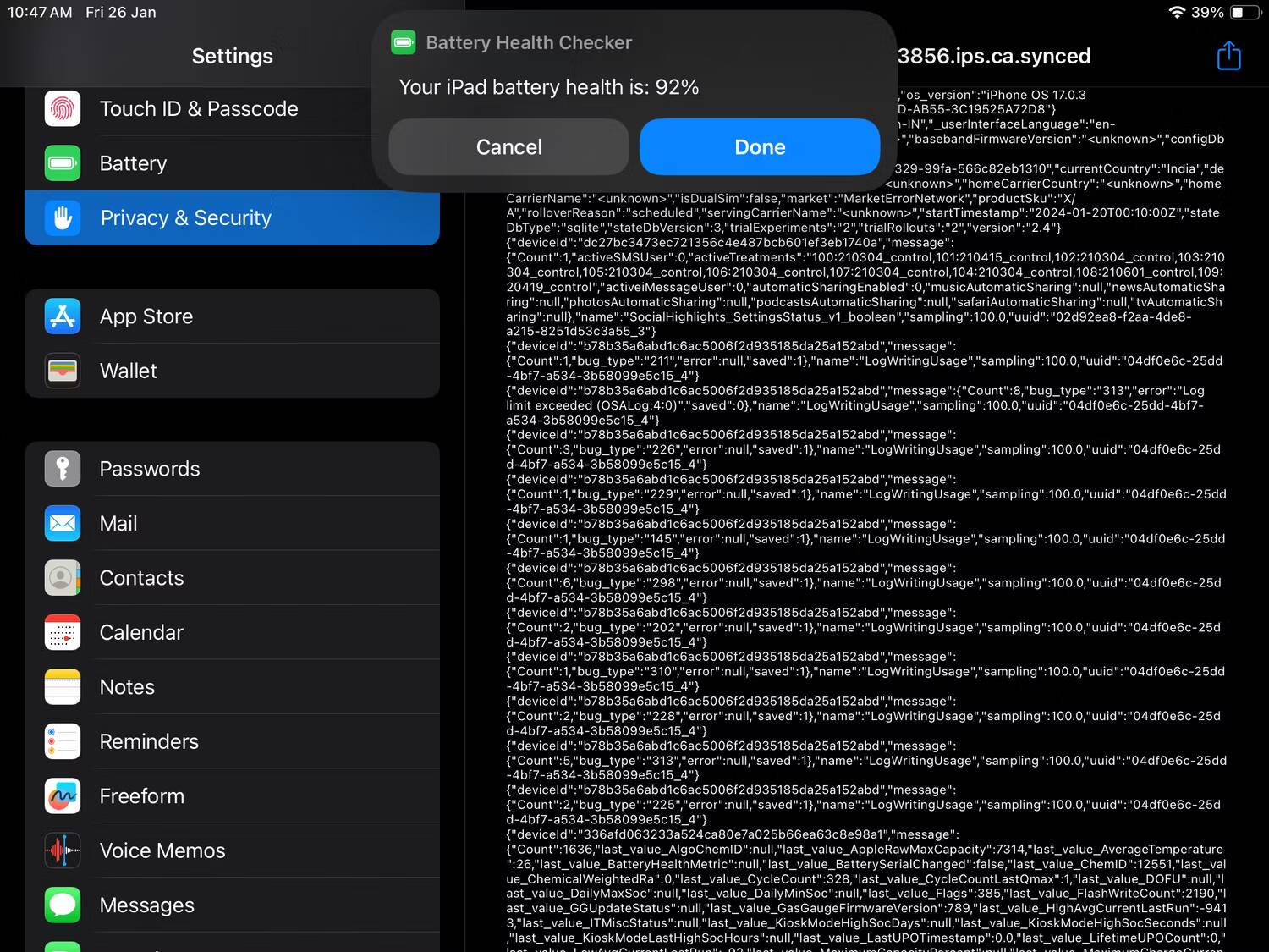 صورة لـ كيفية التحقق من صحة بطارية الـ iPhone أو الـ iPad الخاص بك | ipados-battery-health-checker-shortcut-result
