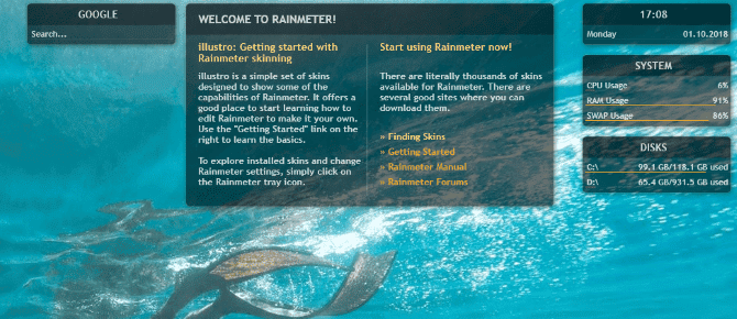 صورة لـ كيفية الحصول على الأدوات المُصغرة الذكية لسطح المكتب على Windows 10 | muo_windows_desktop_gadgets_rainmeter-iDP6ZJfs-DzTechs