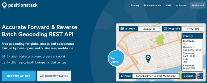 صورة لـ الحصول على المزايا المفيدة للترميز الجغرافي باستخدام API Positionstack | positionstack_demo_example-REfmxJfs-DzTechs