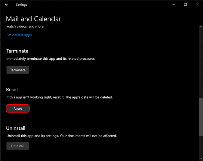 صورة لـ كيفية مزامنة تقويم iCloud الخاص بك مع Windows 10 | reset_mail_app-ydD80Jfs-DzTechs