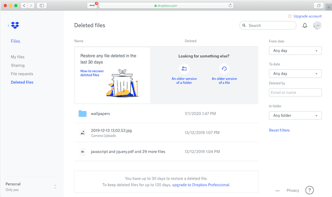 صورة لـ أفضل الطرق لاستعادة الصور المحذوفة على أي جهاز يعمل بنظام Android | 4._dropbox_recover_deleted_files-Ah4MzKfs-DzTechs