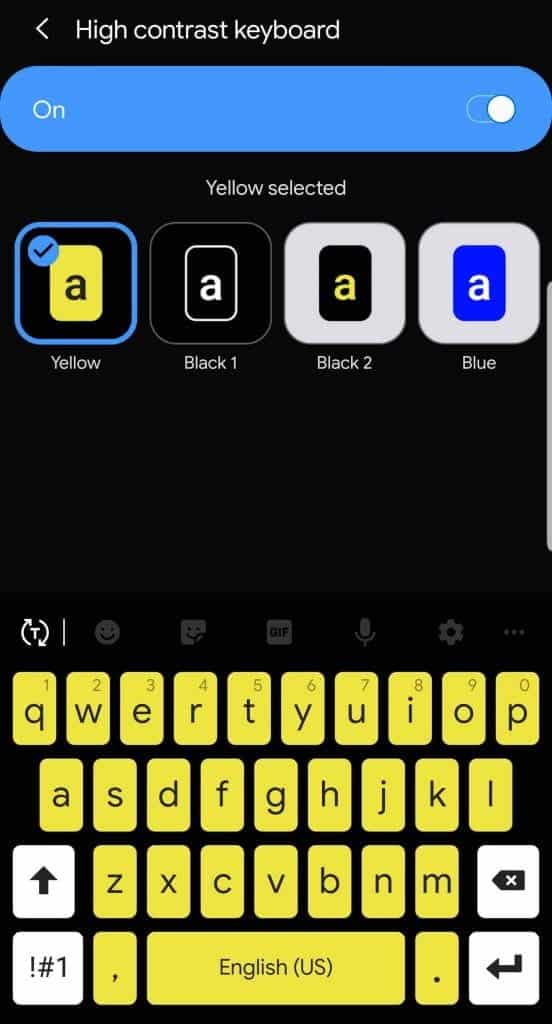 صورة لـ أفضل النصائح والحيل على لوحة مفاتيح Samsung | Samsung_Keyboard_High_Contrast_552x1024-9SxP5Kfs-DzTechs