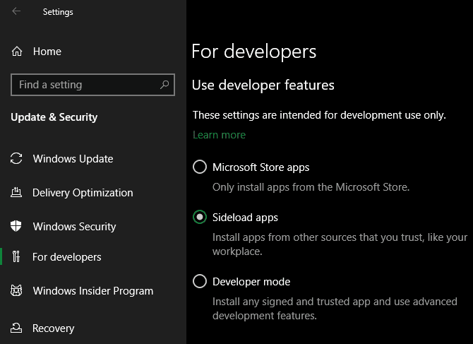 صورة لـ ماذا تفعل عندما لا يتم تثبيت تطبيقات Windows | Windows_10_Developer_App_Setting_670x487-T82ARSfs-DzTechs